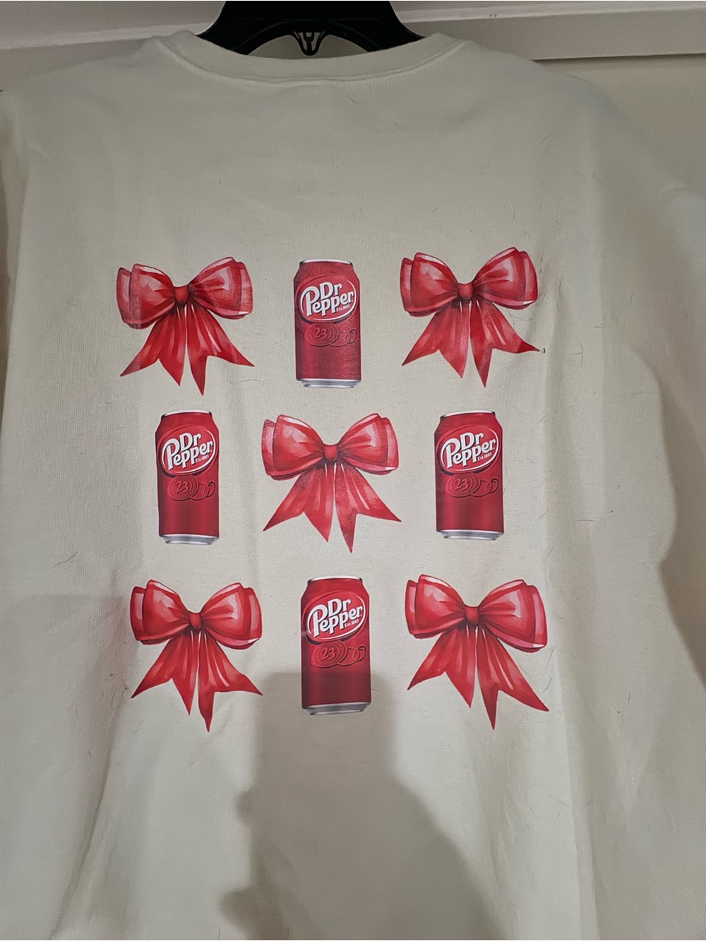 Custom made Dr Pepper White Crewneck Sweatshirt with Pink Logo - Picture 3 of 4